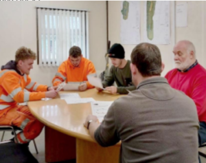 health and safety briefing taking place at Cerney Wick Quarry