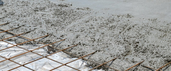 Poured concrete over steel bars supplied by Hills Quarry Products