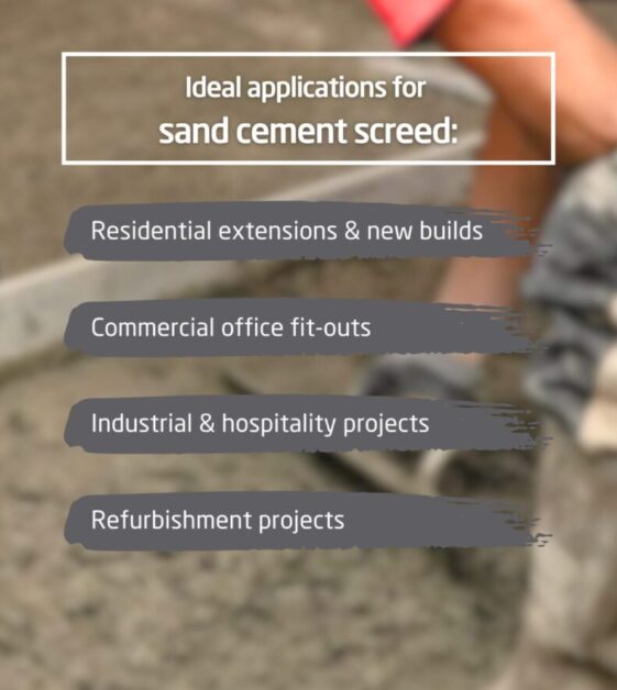 Ideal applications for sand cement screed Ideal applications for sand cement screed