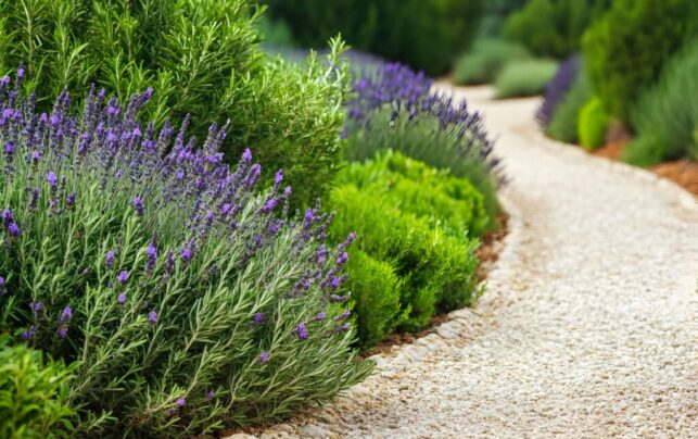 Landscaping aggregates with plants by Hills Quarry Products