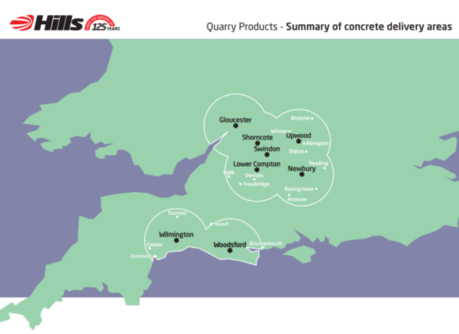 Ready mix concrete delivery areas